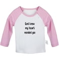thumbnail image 1 of God Knew My Heart Needed You Funny T shirt For Baby, Newborn Babies T-shirts, Infant Tops, 0-24M Kids Graphic Tees Clothing (Long Pink Raglan T-shirt, 0-6 Months), 1 of 4