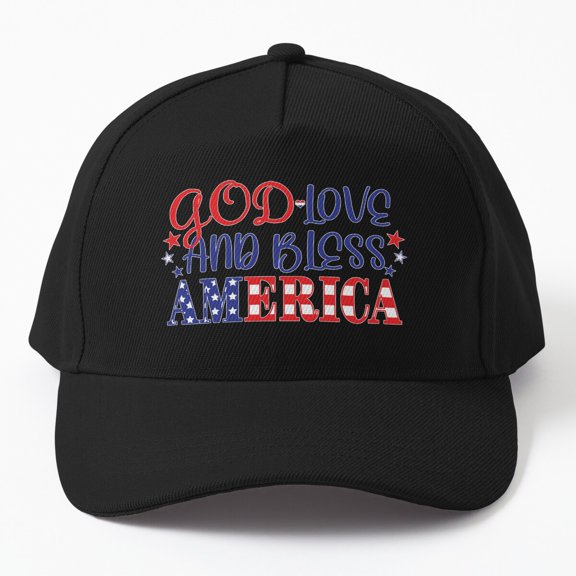 God Love and Bless America Baseball Cap, Faith and Country Statement Design, Classic Hat