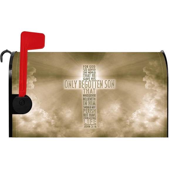 God So Loved The World Mailbox Cover Heaven Bible Magnetic Mailbox Covers Religious Belief Cross Post Letter Box Cover Wraps for Easter Home Garden Outdoor Standard Size 18x21 Inch
