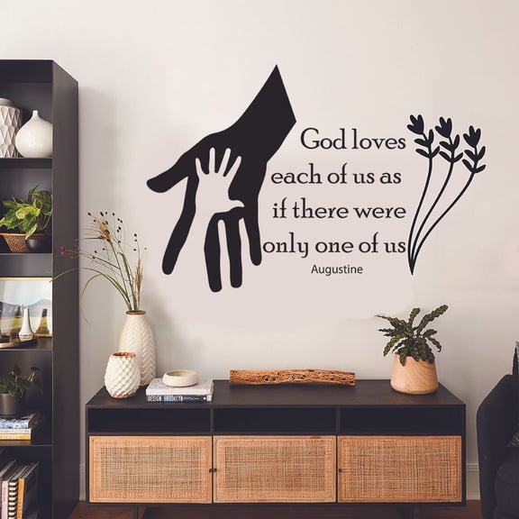 God Loves Each Of Us - Augustine Religious Religion Quotes Saying Inspirational Wall Decal Wall Art Designs Stickers For Girls / Boys Home Room House Decor Vinyl Wall Sticker Decoration (35x40 inch