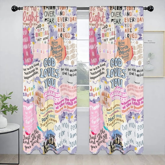 God Loves You Jesus Saves Custom Window Curtains 52 x 84 Inch Set of 2 Panels