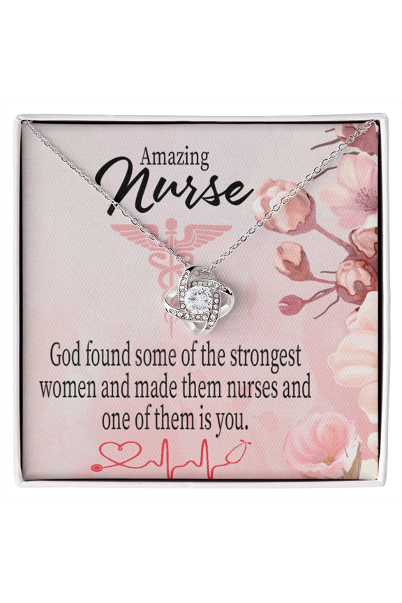 God Made Nurses Healthcare Medical Worker Nurse Appreciation Infinity Knot Necklace Message Card