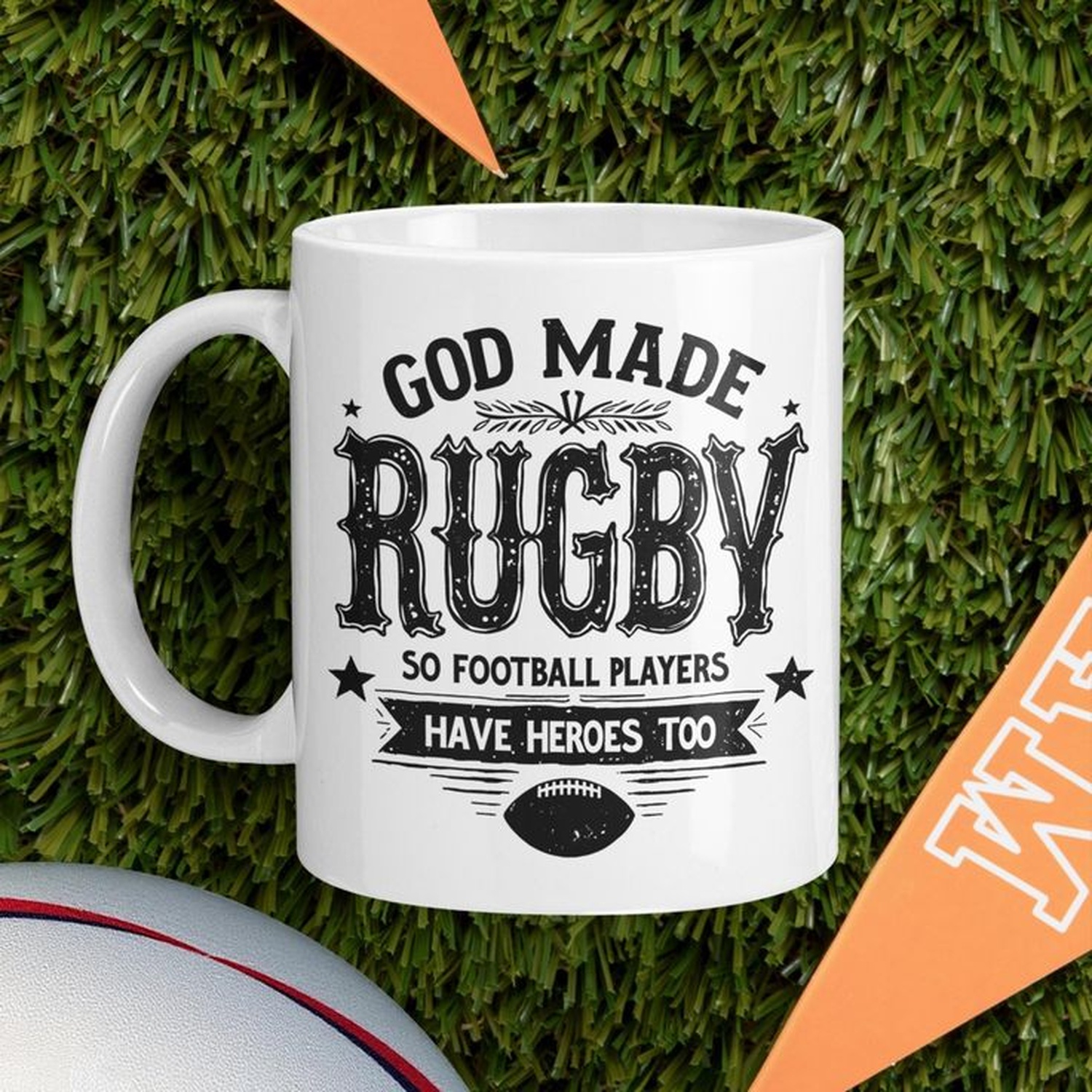 God Invented Rugby God Made RugB1O Football Playerave Heroes Too Mugs, Sportover Mug ...