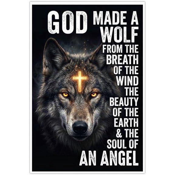 God Made a Wolf Inspirational Christian Religious Wall Art Decor Poster