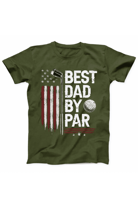 God Merch Best Dad By Par Golf T-Shirt, Funny Golf Dad Shirt, Patriotic USA Golf Tee for Fathers Day, Gift for Dad Grandpa Golfer