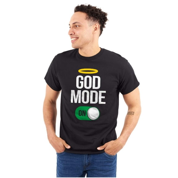God Mode On Switch Funny Christian Men's Graphic T Shirt Tees Brisco Brands S