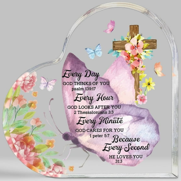 God Mother Proposal Gift, Butterfly Mother's Day Gifts for Mom, Best Mom Ever Gifts from Daughter Son, Birthday Christmas Gift for Mother Mommy, Valentines Day Acrylic Heart Plaque Sign 4x4 inch