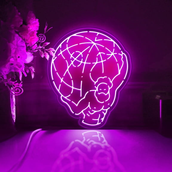 God Moving The Earth Led Light Box, Dimmable Neon-Like Light Signs USB Power for Wall Decor Bedroom Decoration, RGB Light (WxH) 16"x19"