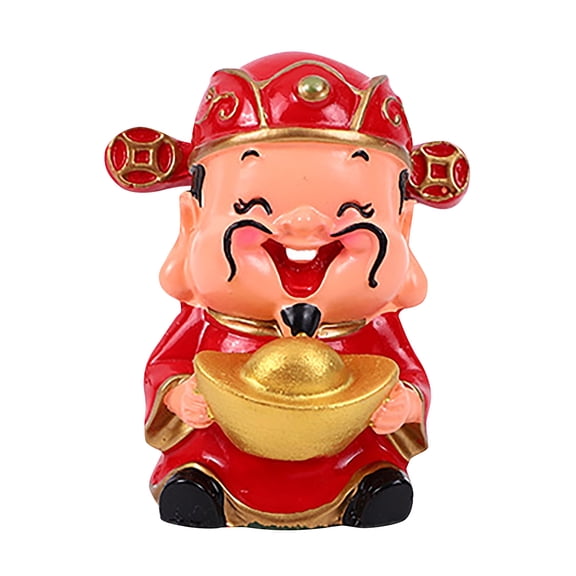 God Of Wealth Couple Small Monk Models Feng Shui Statue Little Buddha Figurines Happy Cute Car Decorations Desktop Ornament Resin,5 cm,Red