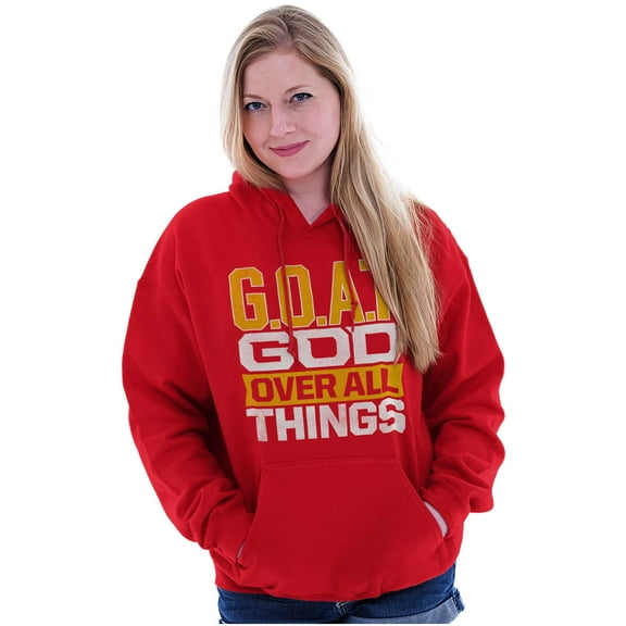 God Over All Things GOAT Christian Hoodie Sweatshirt Women Men Brisco Brands S