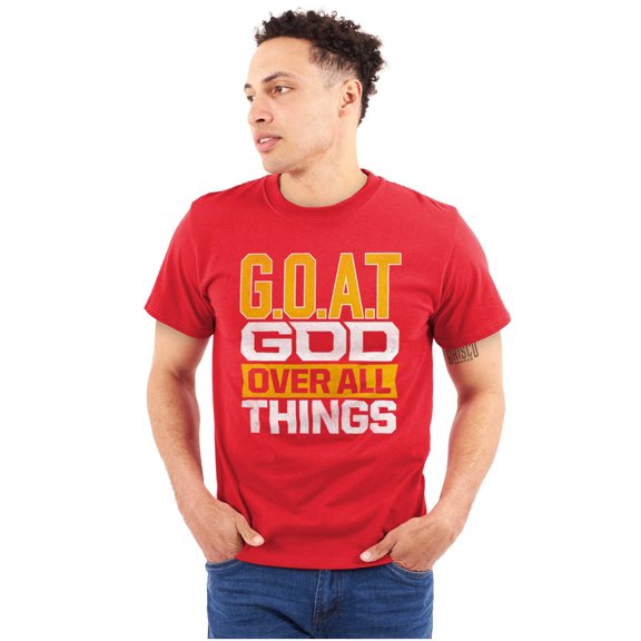 God Over All Things GOAT Christian Plus Size Crewneck Graphic Tee Shirt Brisco Brands 3X
