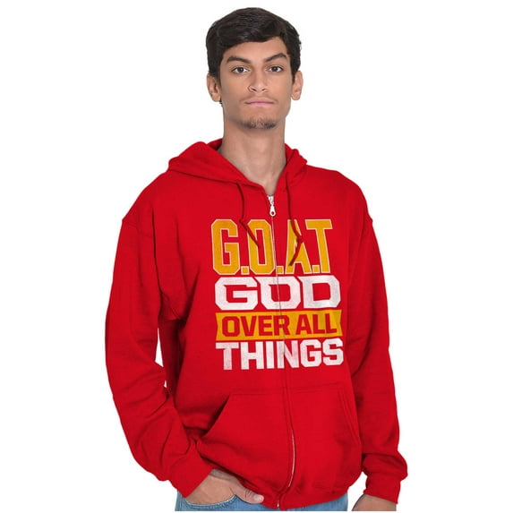 God Over All Things GOAT Christian Unisex Plus Size Zip Hoodie Brisco Brands 5X