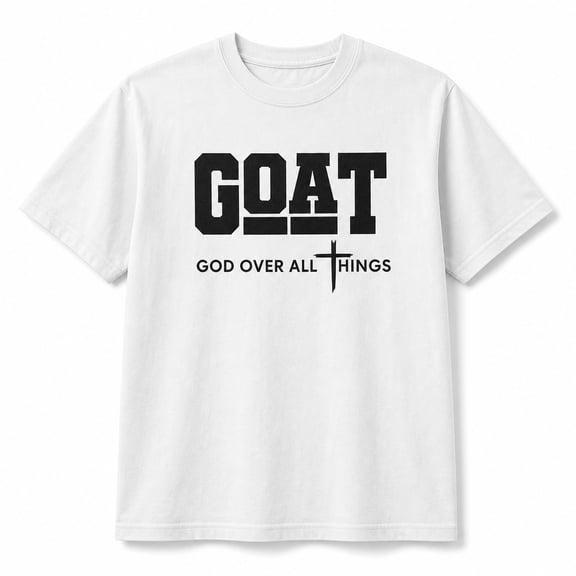 God Over All Things GOAT Cross Graphic T-Shirt, 100% Ring-Spun Cotton, 207 GSM, Unisex Relaxed Fit