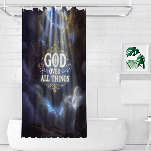 God Over All Things Polyester Shower Curtains, 36" x 72"