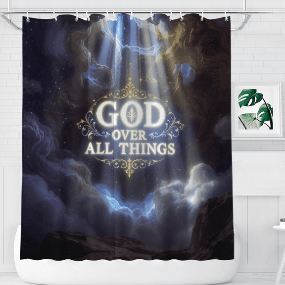 God Over All Things Shower Curtain, Soft Bathroom Decor, 72 x 72 Inch