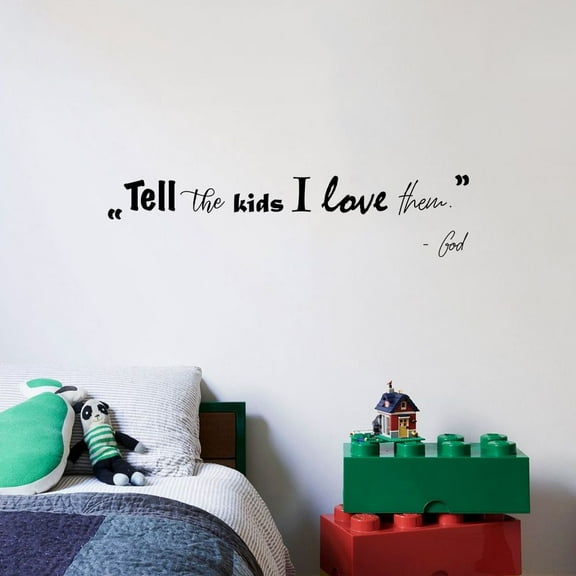 God Religion Quote Tell The Kids I Love Them Positive Life Inspiration Quotes Saying Wall Art Sticker Designs Vinyl Stickers For Home House Walls Rooms Windows Bedroom Decoration Size (15x30 inch)