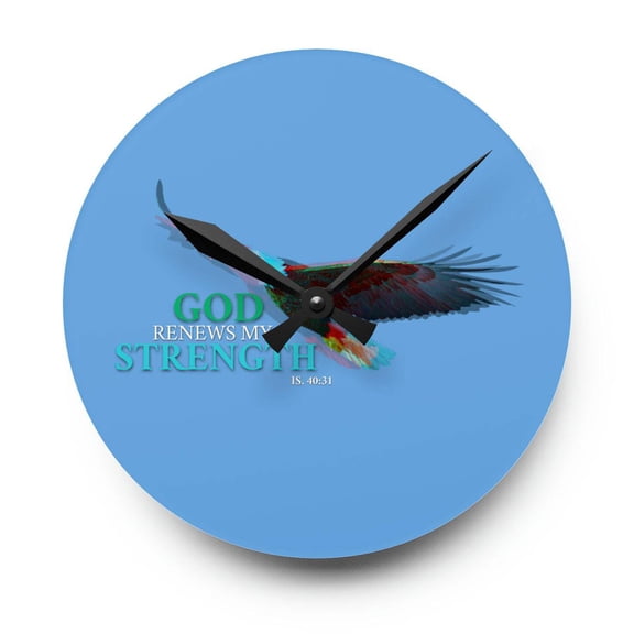 God Renews My Strength Acrylic Wall Clock