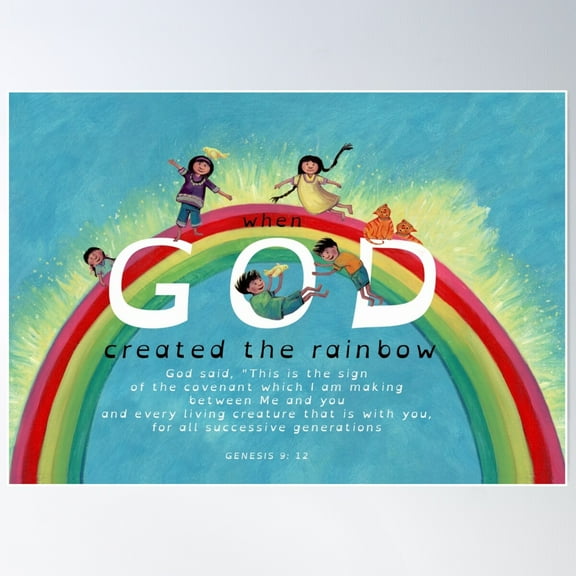 God'S Rainbow Poster Wall Art, Modern Wall Decor For Living Room Bedroom, 8x12 UNFRAMED