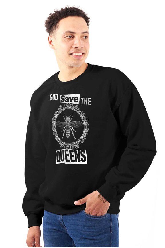 God Save the Queen Bee Cute Funny Sweatshirt for Men or Women Brisco Brands S