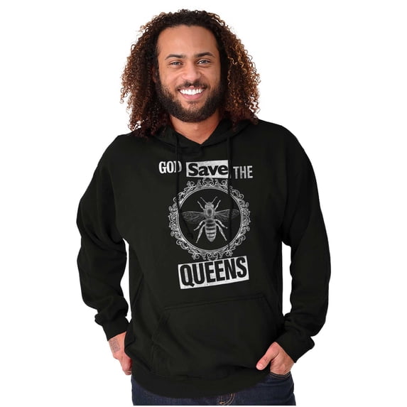 God Save the Queen Bee Cute Funny Unisex Plus Fleece Graphic Hoodie Brisco Brands 4X