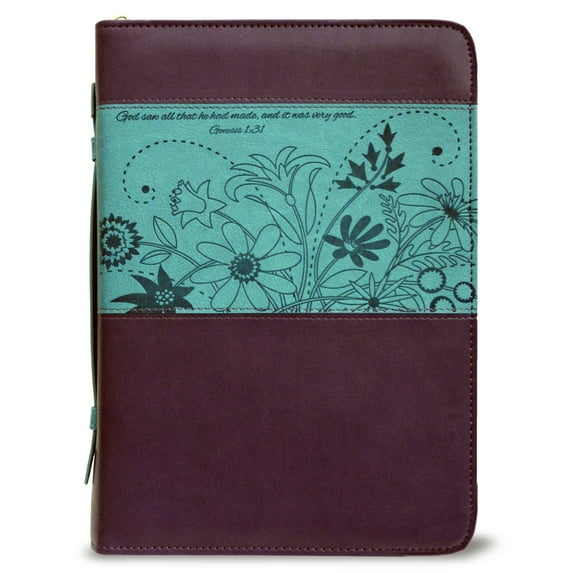 God Saw All That He Had Made Bible Cover, Purple And Teal, X-Large