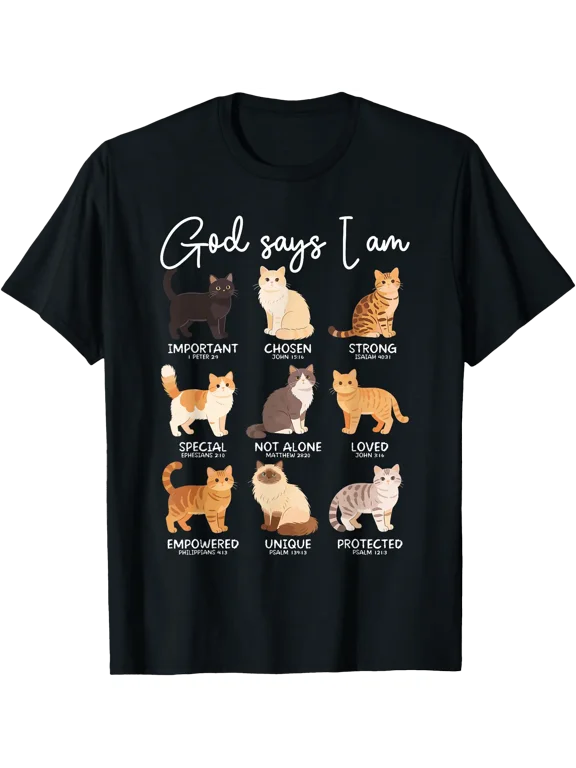 God Says I Am Bible Verses Christian Scripture Cat T-Shirt, Vintage Birthday Gift