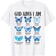 thumbnail image 1 of God Says I Am Butterfly Christian Women Girls Kids Religious T-ShirtMen's and women's gift, black and white T-shirt, size: Extra large S-4XL, 1 of 4