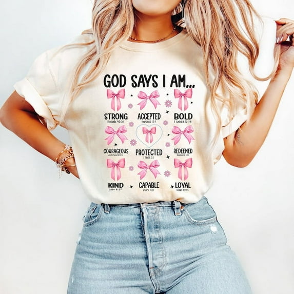 God Says I Am Coquette TShirt, Pink Bow TShirt
