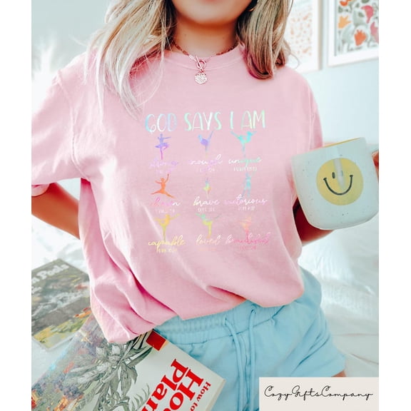 God Says I Am Dancer Shirt Cute Ballerina Christian Dance Tee Soft LIGHT PINK S-5XL
