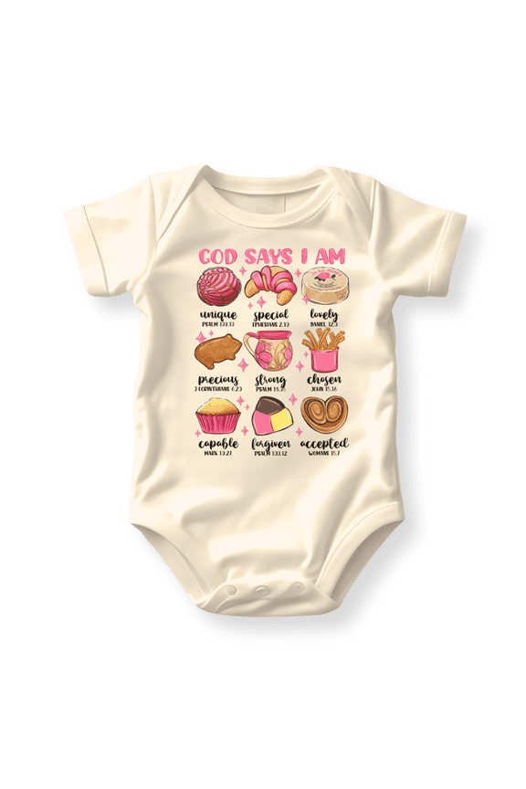 God Says I Am Mexican Snacks Food Baby Shirt Premium Custom Baby Clothes Unisex Baby Announcement Gift for Mom Newborn Outfit 0-3m Natural