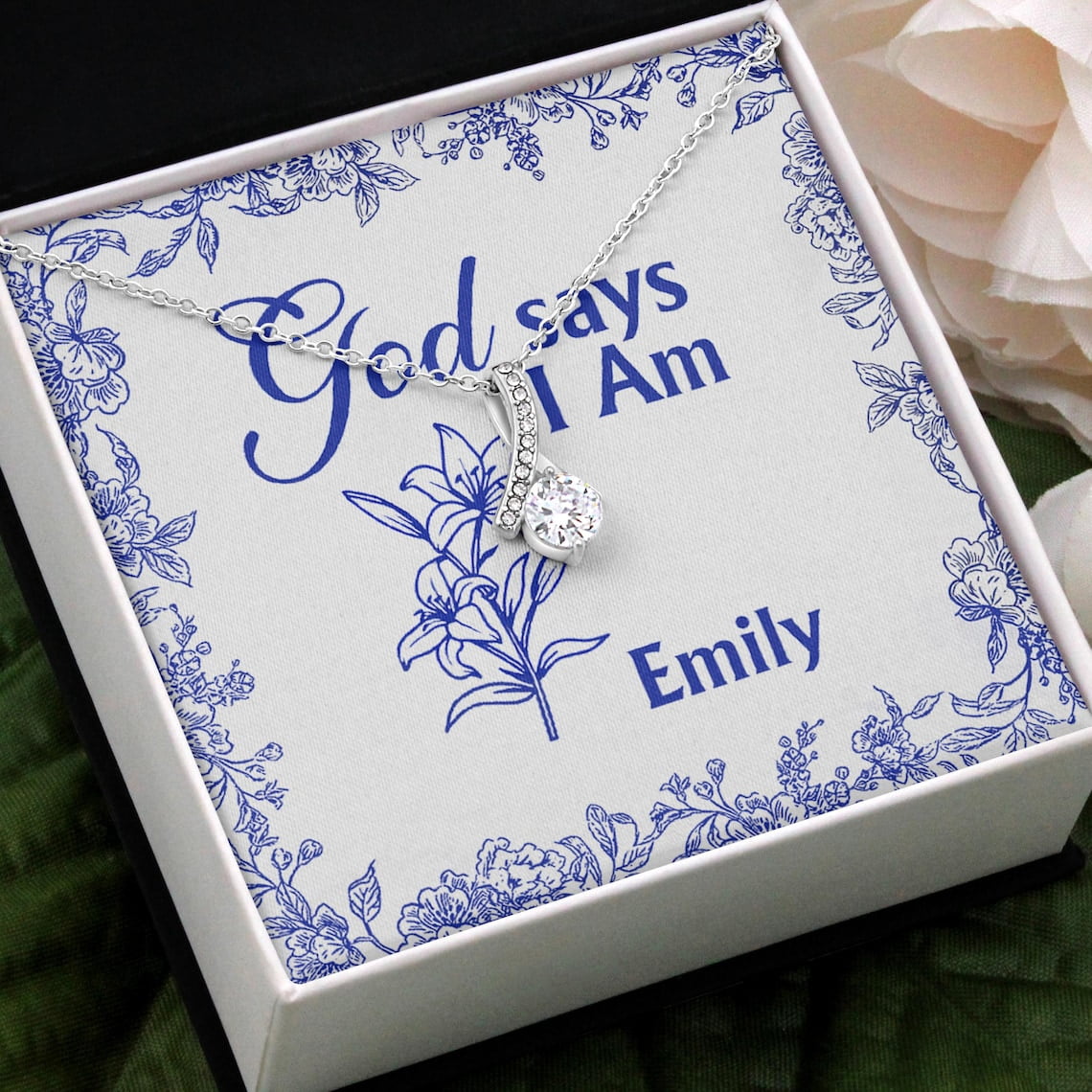 God Says I Am Necklace Elegant Necklace In FloralBox Design With ...