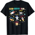 thumbnail image 1 of God Says I Am Outer Space Themed Bible Christian Kids Boys T-Shirt, 1 of 4