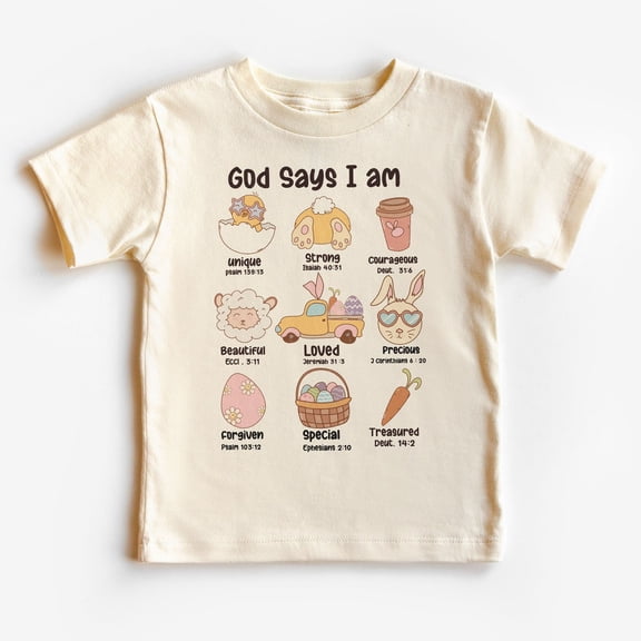 God Says I Am Toddler Shirt - Retro Christian Kid'S Clothing - Boho Children'S & Youth Shirts TODDLER SHORT SLEEVE TEE BELLA CANVAS 3001T