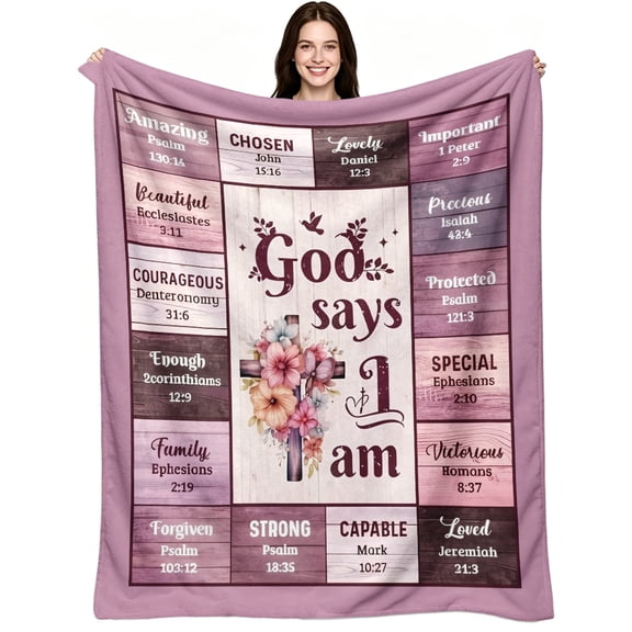 God Says I Am Christian Bible, Soft Warm Flannel Fleece, Rustic Farmhouse Religious, Throw Blanket, Cozy Warm, Home Decor, Sofa Bed Living Room Bedroom