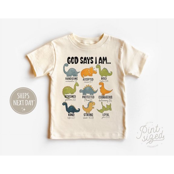 God Says I Am Handsome Tee Shirt - Cute Religious Kids Tee - God Says I Am Strong Tee - Easter Kids Gift, New Born, Baby Shower Gift, New Parents Gift