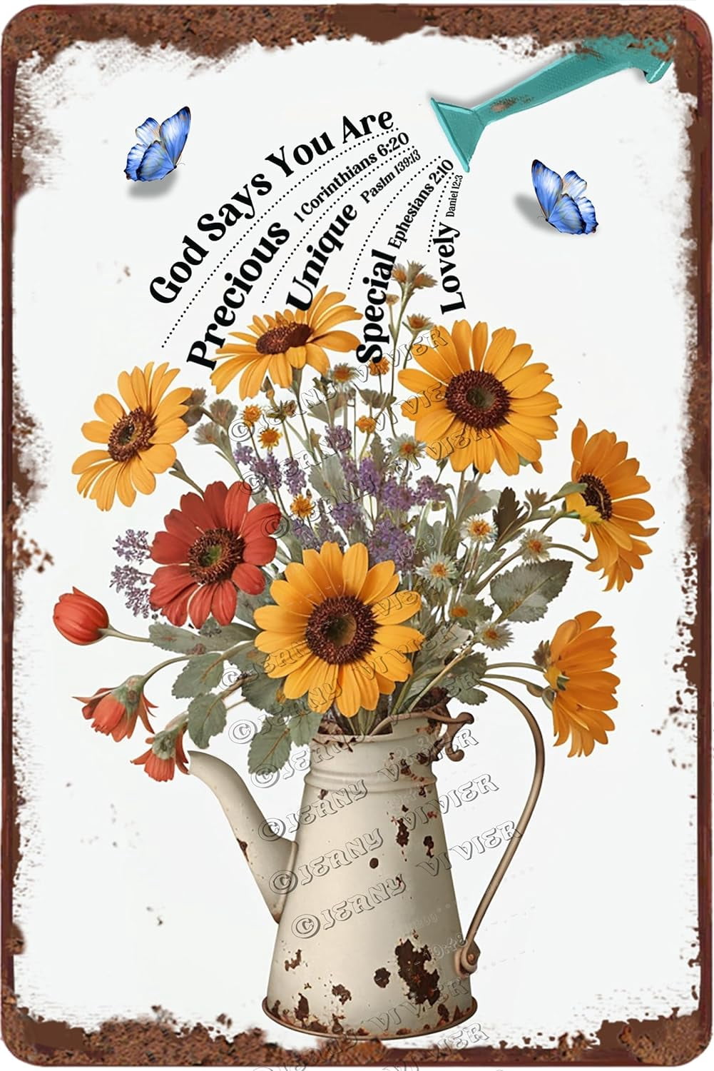 God Says You Are Wall Art Yellow Daisy Vintage Metal Sign, Christian ...