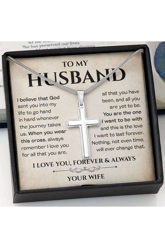 God Sent You Into My Life, Personalized Cross Necklace, Gifts For Him