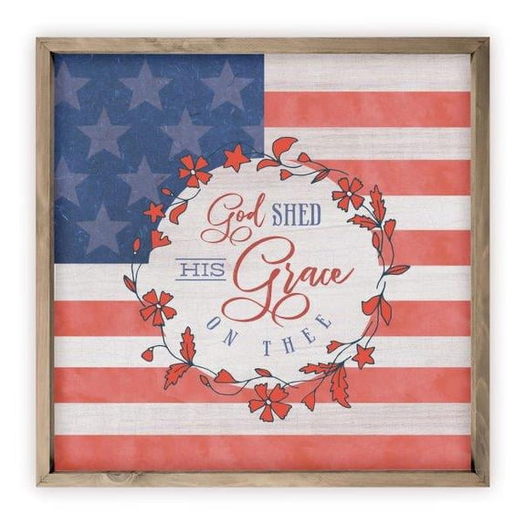 God Shed His Grace On Thee Rustic Wood Sign 12x12 (Frame Included)