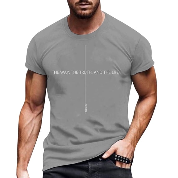 God Shirts For Men:The Way The Truth The Life Letter Printed Shirt T Shirts Men Tops Spandex Men T Shirts Graphic Design T Men V Neck T Shirts Men Shirt Pack Mens Big And Tall Tee Shirts Shirt Set Men