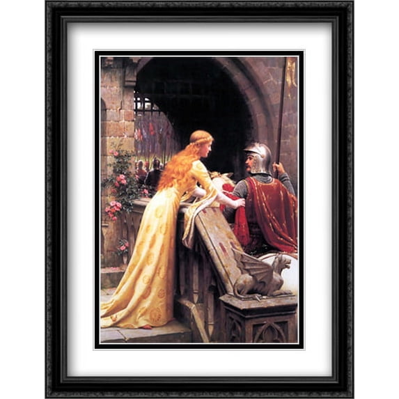 God Speed! 2x Matted 28x36 Large Black Ornate Framed Art Print by Leighton, Edmund Blair
