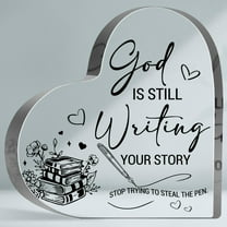 God Is Still Writing Your Story Sign, Bible Verse Decor Gifts for Women Men, Inspirational Scripture Acrylic Keepsake, Home Office Tabletop Decorative Plaque