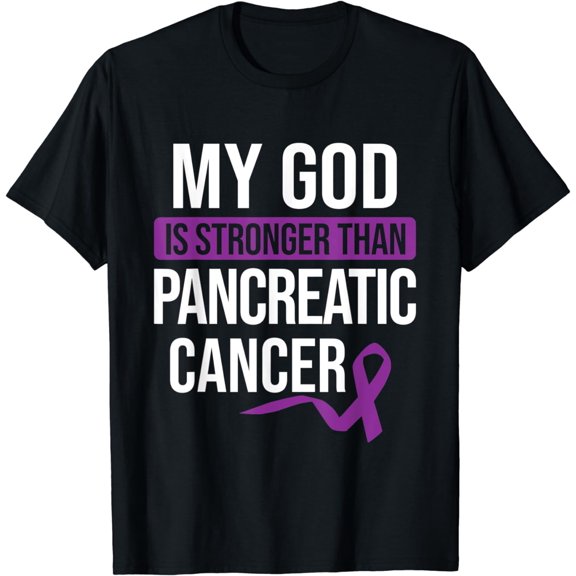 God Stronger than Pancreatic Cancer Cancer Awareness T-Shirt