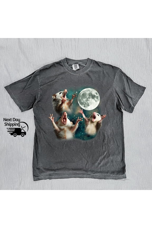 Howling Opossums At The Moon Vintage Shirt, Trendy Opossums Shirt, Teenager Washed Shirt, Popular Teenager Gift, Young Men Tee, White S