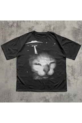 Y2K Alien Cat T-Shirt, 2000s Vintage Graphic Tee, 90s Retro Shirt, Cat Lover Gifts, Trendy Summer Tee, Comfort Colors, Ivory S