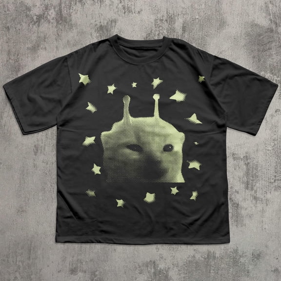 God Tee Y2k Alien Cat meme T-shirt, Funny Kitten Shirt, Vintage Graphic Tee, Weird Cats Tshirt, 90s Retro Clothes, Comfort Colors, Gift for Her Him, Black L