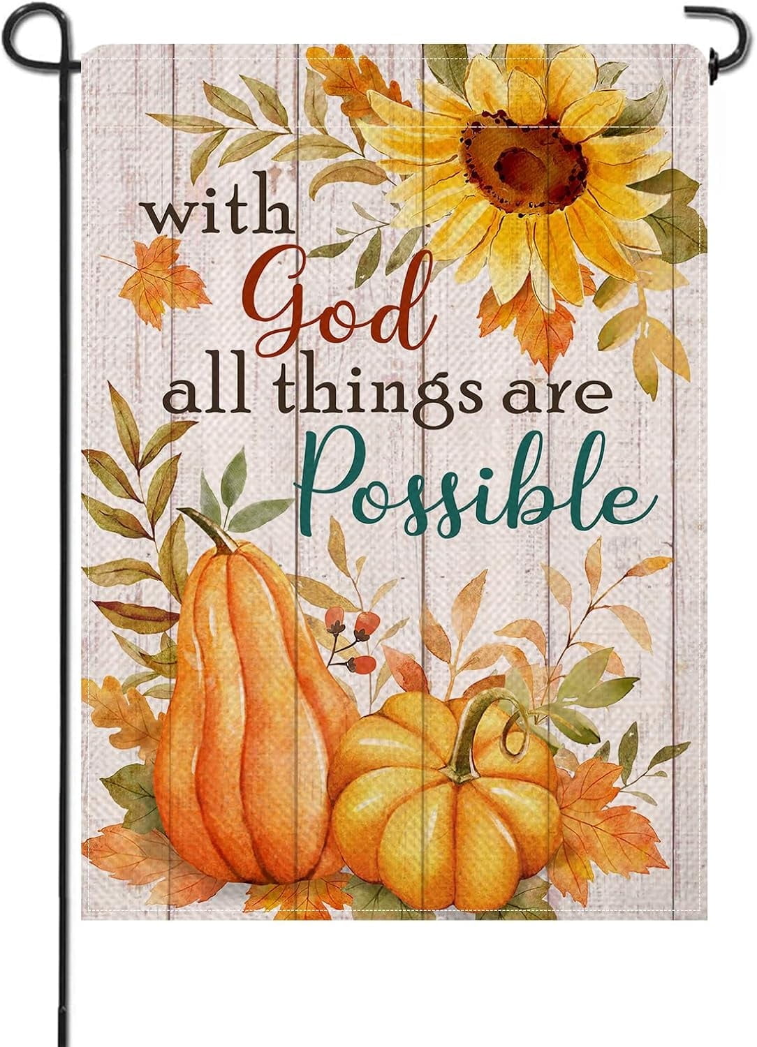 With God All Things are Possible Fall Floral Decorative Garden Flag ...