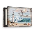 thumbnail image 1 of With God All Things Are Possible Framed Canvas Wall Art, Matthew 19:26 Lighthouse Beach Scene, Inspirational Christian Home Decor, Ready to Hang, 1 of 7