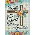 thumbnail image 1 of With God All Things are Possible Spring Decorative Garden Flag, Religious Cross Daisy Tulip Flower Home Yard Outdoor Decor, Teal Plaid Farmhouse Small Outside Decoration Double Sided 12 x 18, 1 of 6