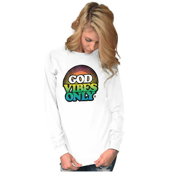 God Vibes Only Good Feels Religion Long Sleeve TShirt Men Women Brisco Brands S