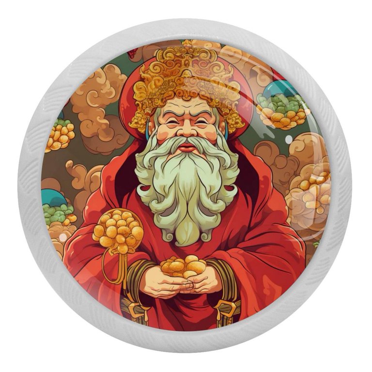 God of Wealth Fluorescent Drawer Pulls with Screws - Round 4-Pack